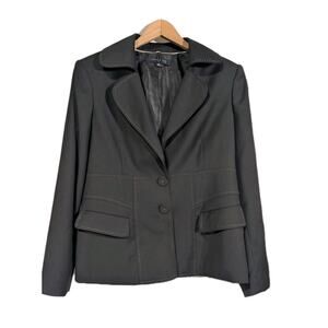 Anne‎ Klein Women's Blazer Sz 14 Career Equestrian Stitching Black Business